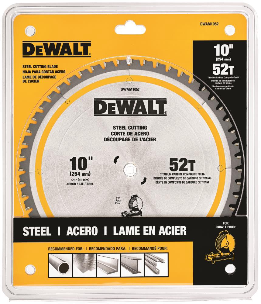 slide 2 of 4, DEWALT 10-in 52 -Tooth Tungsten carbide-tipped steel Chop saw blade Individual, 1 ct