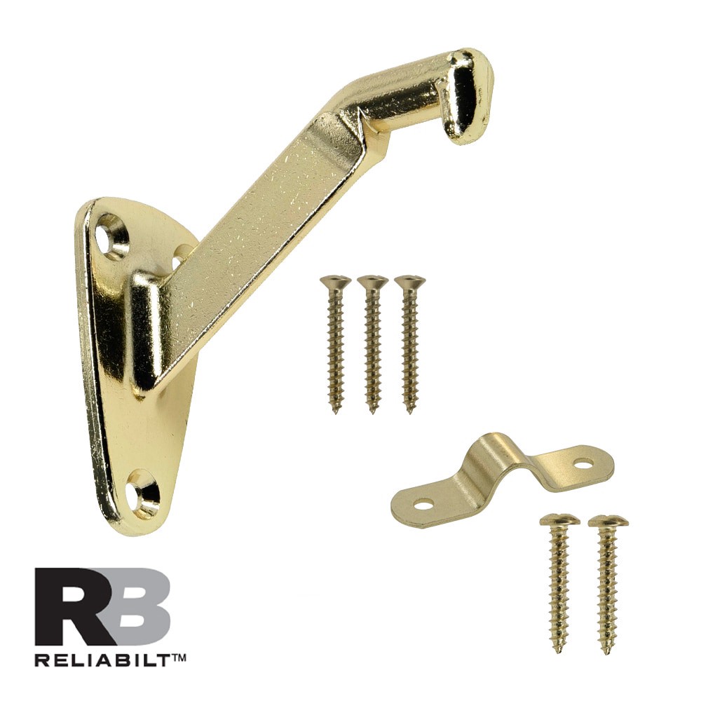 slide 2 of 5, RELIABILT 1.25-in x 3-in Brass Finished Brass Interior Handrail bracket, 1 ct