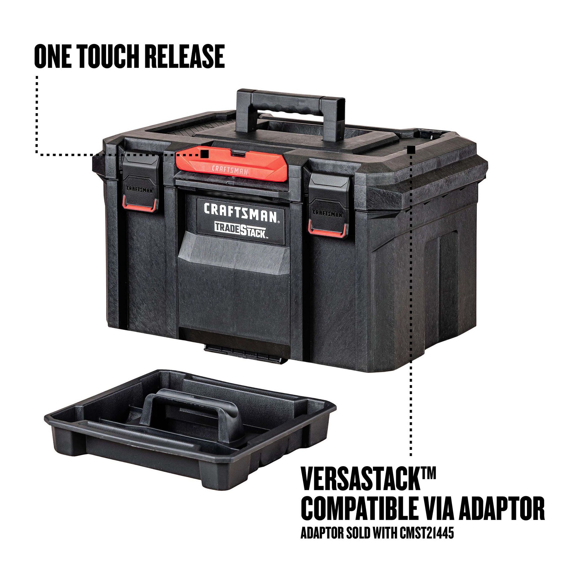 slide 4 of 6, CRAFTSMAN TRADESTACK 21.5-in W x 12.125-in H x 14.625-in D Black Structural foam Tool Box, 1 ct