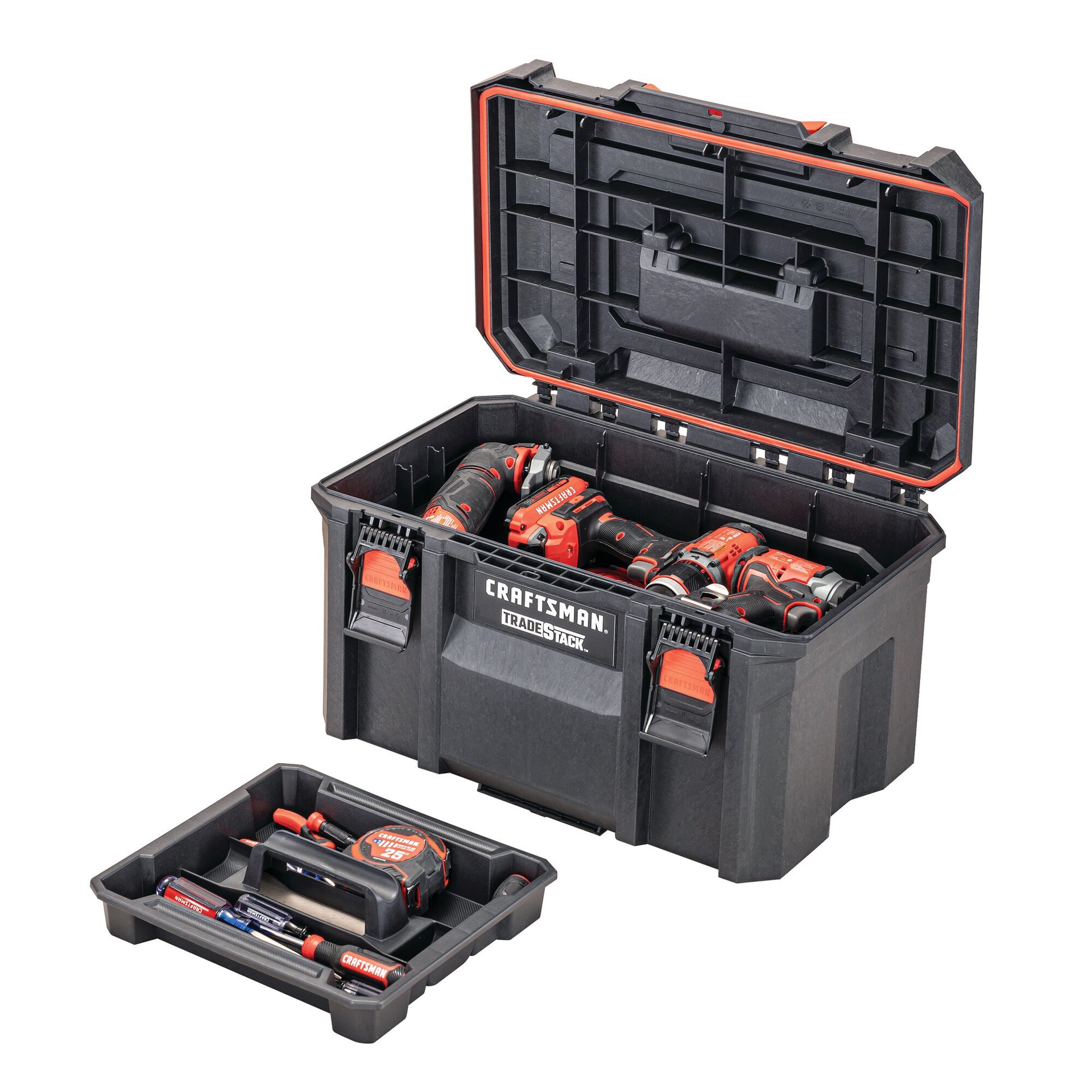 slide 6 of 6, CRAFTSMAN TRADESTACK 21.5-in W x 12.125-in H x 14.625-in D Black Structural foam Tool Box, 1 ct