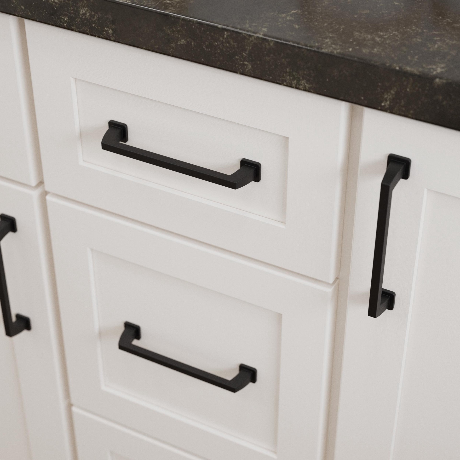 slide 2 of 6, Origin 21 Mattis 5-1/16-in , 128mm Center to Center Matte Black Rectangular Bar Drawer Pull, 1 ct
