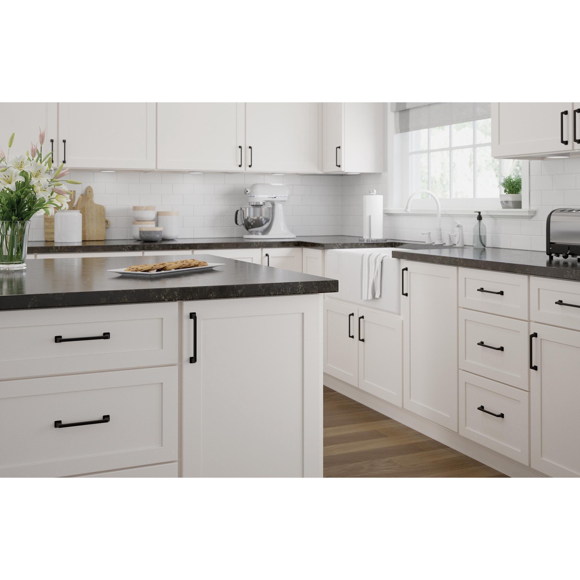 slide 5 of 6, Origin 21 Mattis 5-1/16-in , 128mm Center to Center Matte Black Rectangular Bar Drawer Pull, 1 ct