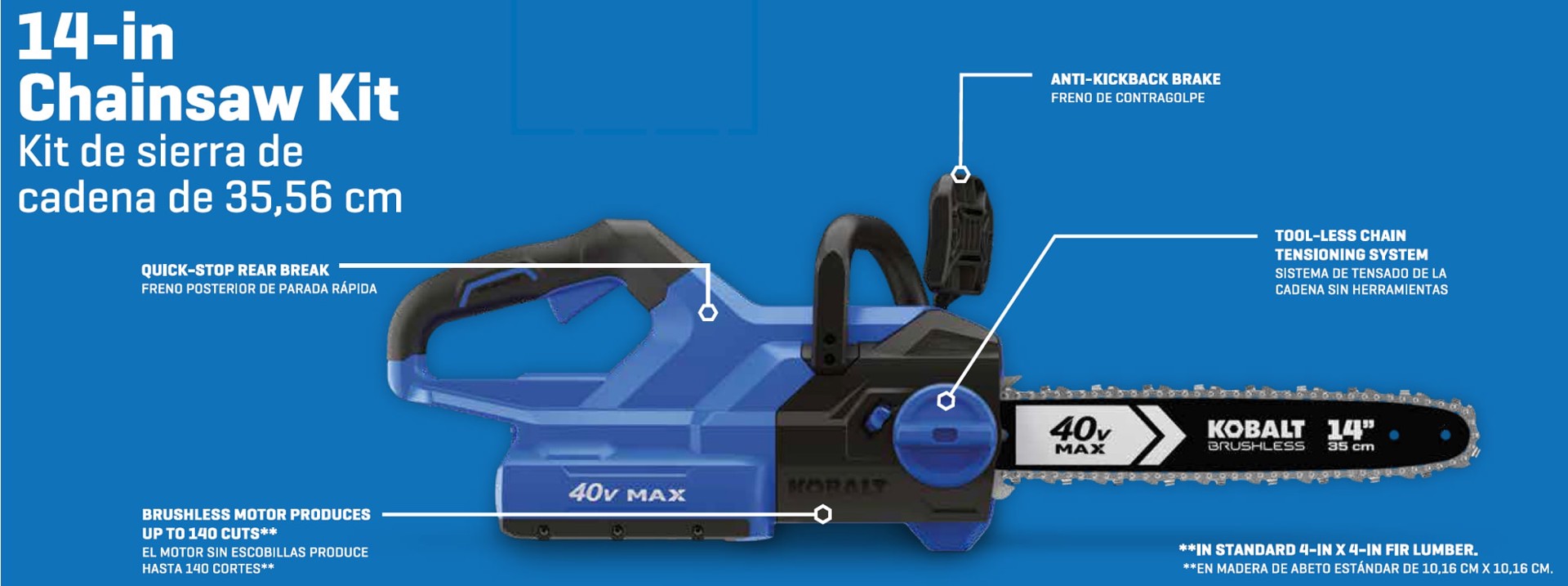 slide 3 of 6, Kobalt Gen4 40-volt 14-in Battery 4.0 Ah Chainsaw Battery Included Charger Included, 1 ct