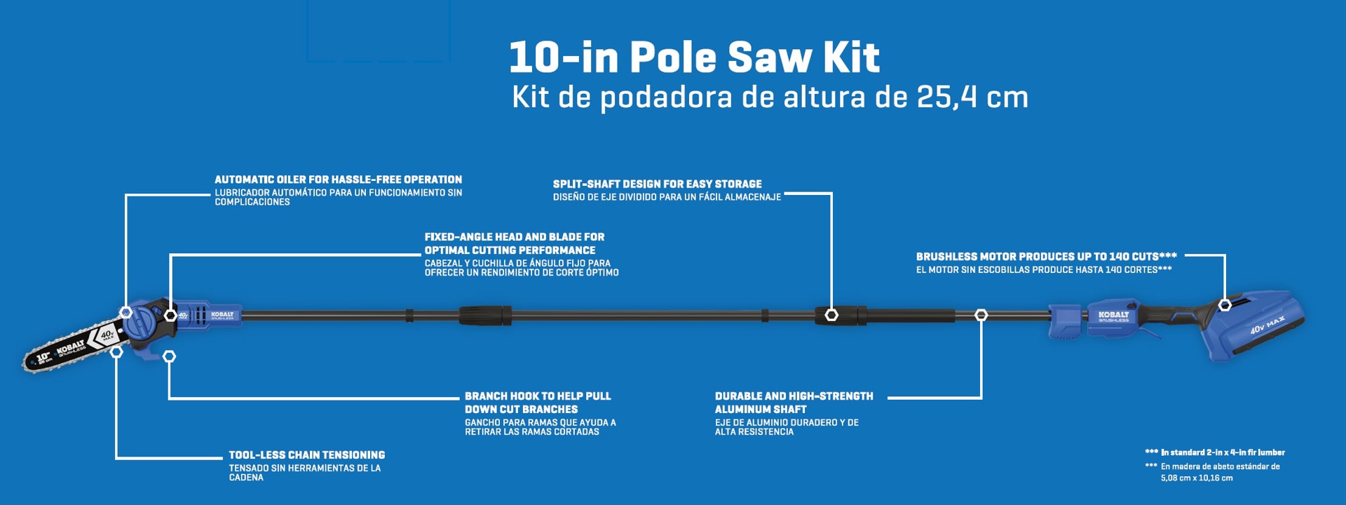 slide 2 of 6, Kobalt Gen4 40-volt 10-in 2.0 Ah Battery Pole Saw Battery Included , Charger Included, 1 ct