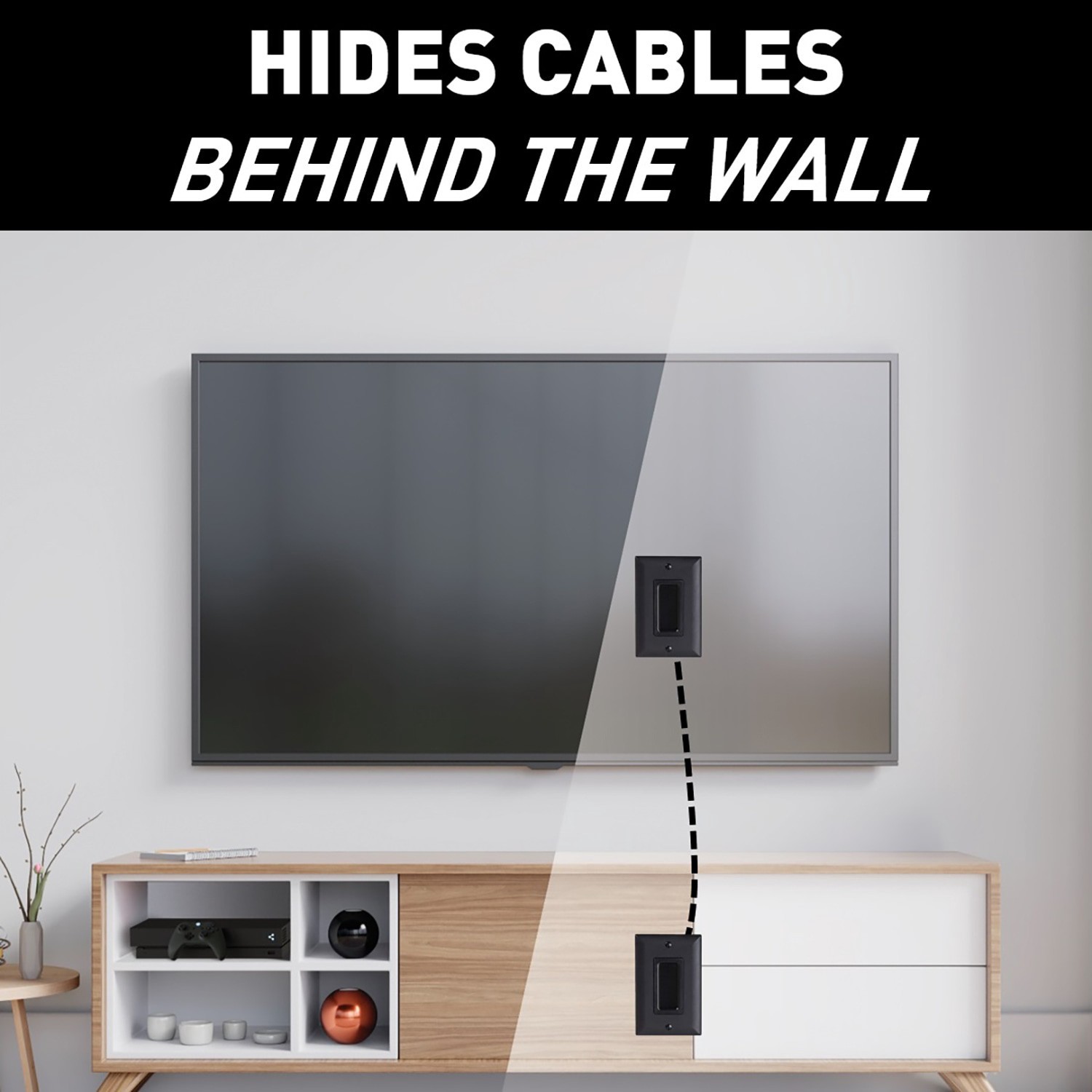 slide 3 of 6, Sanus Brush Cable Access 1 -Gang Midsize Size Black Nylon Indoor Decorator Wall Plate, 1 ct