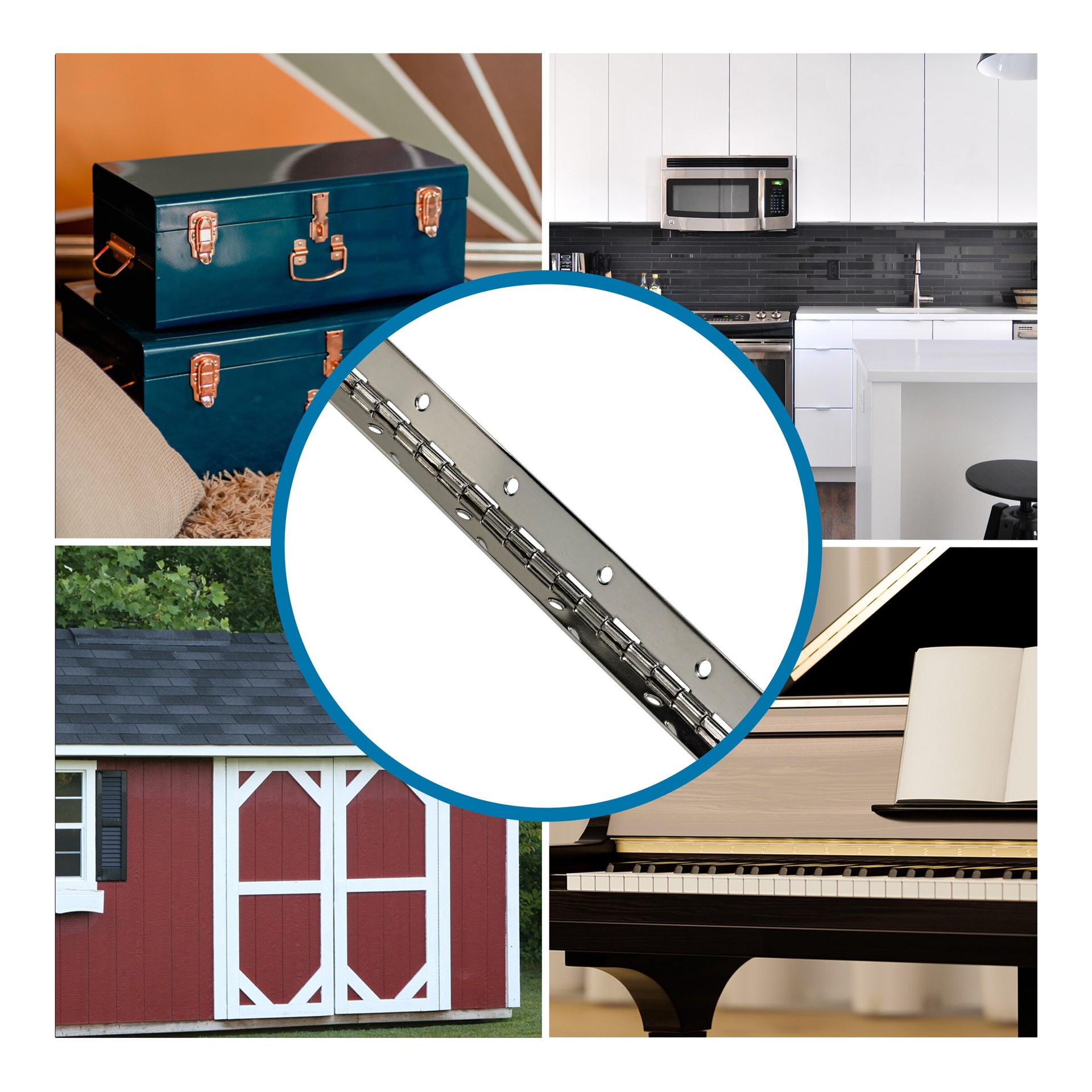 slide 5 of 6, RELIABILT 12-in H Satin Nickel Piano/Continuous Interior/Exterior Door Hinge, 1 ct