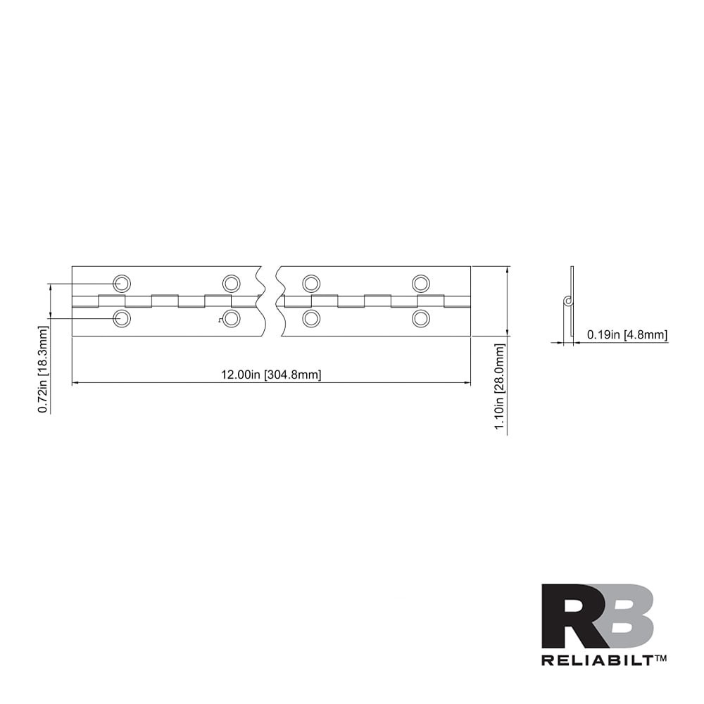 slide 6 of 6, RELIABILT 12-in H Satin Nickel Piano/Continuous Interior/Exterior Door Hinge, 1 ct