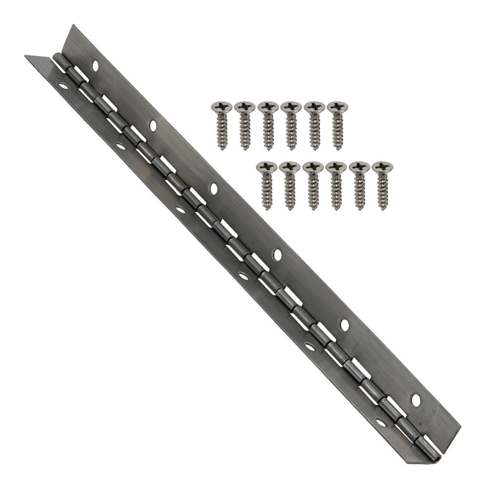 slide 2 of 6, RELIABILT 12-in H Stainless Steel Piano/Continuous Interior/Exterior Door Hinge, 1 ct