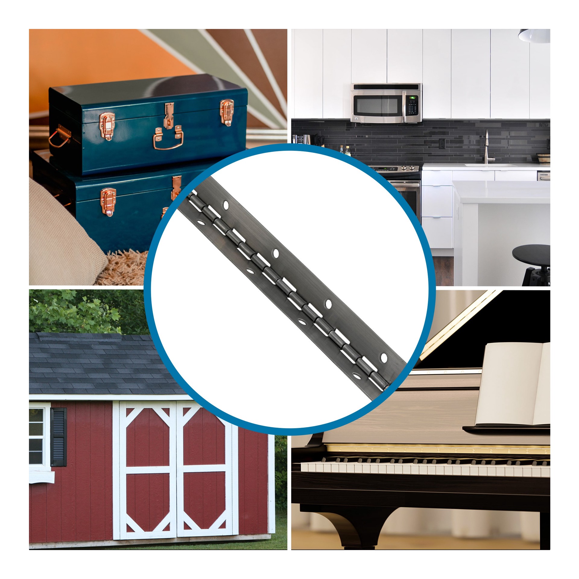 slide 5 of 6, RELIABILT 12-in H Stainless Steel Piano/Continuous Interior/Exterior Door Hinge, 1 ct