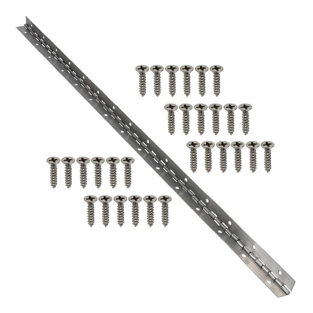 slide 2 of 6, RELIABILT 30-in H Stainless Steel Piano/Continuous Interior/Exterior Door Hinge, 1 ct