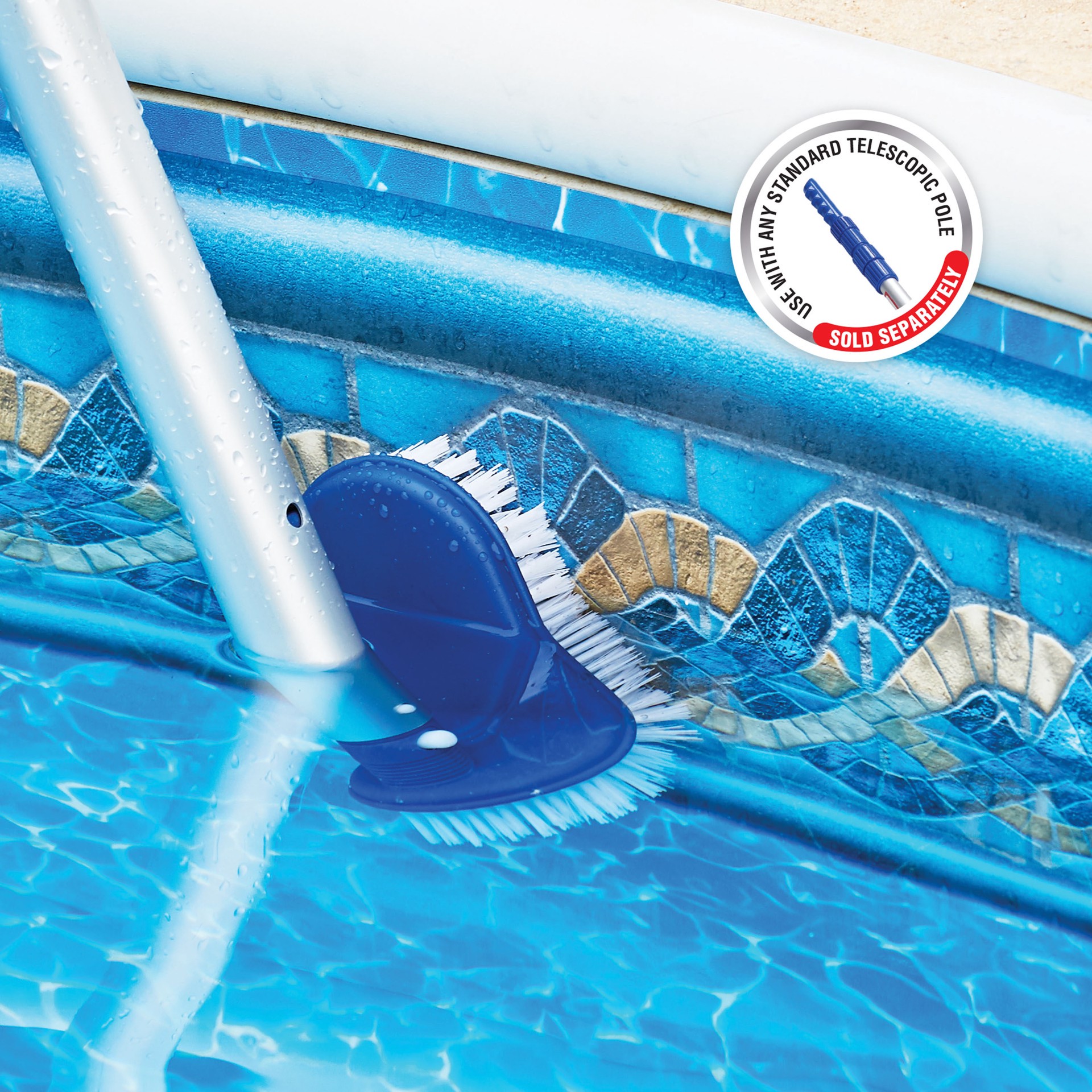 slide 3 of 4, ELODEA Classic 6.69-in Plastic Corner brush Pool Brush Safe for Concrete Surfaces Safe for Vinyl Surfaces Safe for Plaster Surfaces, 1 ct