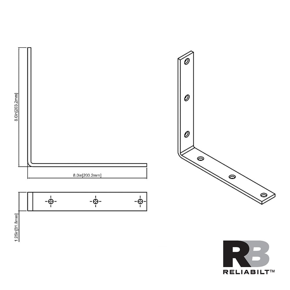 slide 5 of 5, RELIABILT 8-in x 1.125-in x 8-in Zinc-plated Steel Corner brace, 1 ct