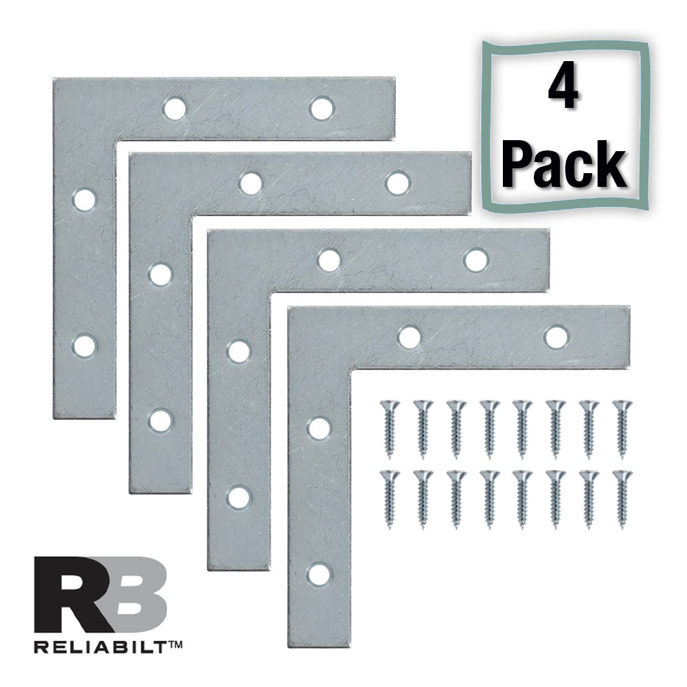 slide 1 of 6, RELIABILT 3.5-in x 0.625-in x 2-in Zinc-plated Steel Corner brace 4 -Pack, 1 ct