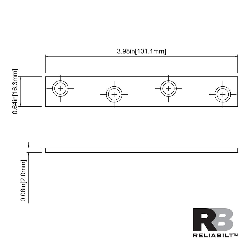 slide 6 of 6, RELIABILT 4-in x 0.07-in x 0.625-in Zinc-plated Steel Mending brace 4 -Pack, 1 ct