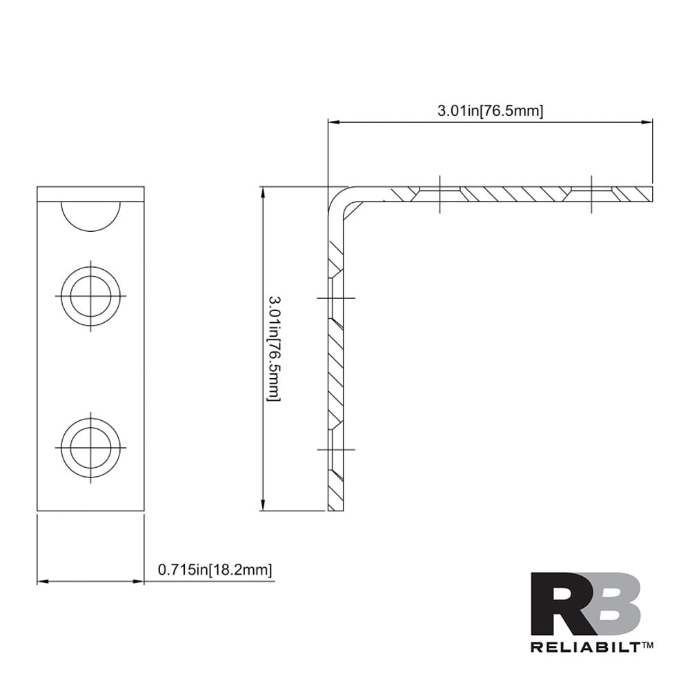slide 5 of 5, RELIABILT 3-in x 0.75-in x 3-in Galvanized Steel Corner brace 4 -Pack, 1 ct
