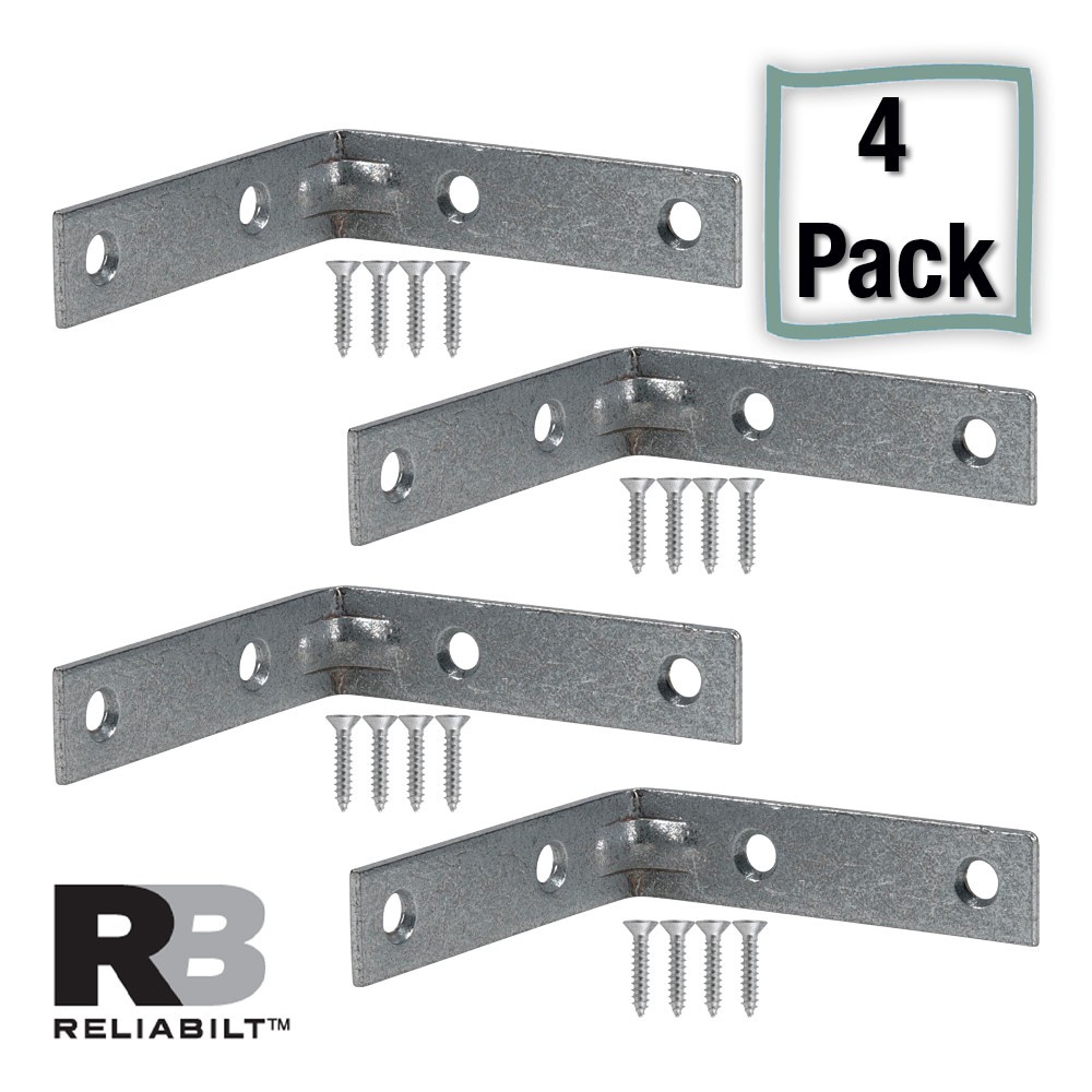slide 1 of 5, RELIABILT 3-in x 0.75-in x 3-in Galvanized Steel Corner brace 4 -Pack, 1 ct