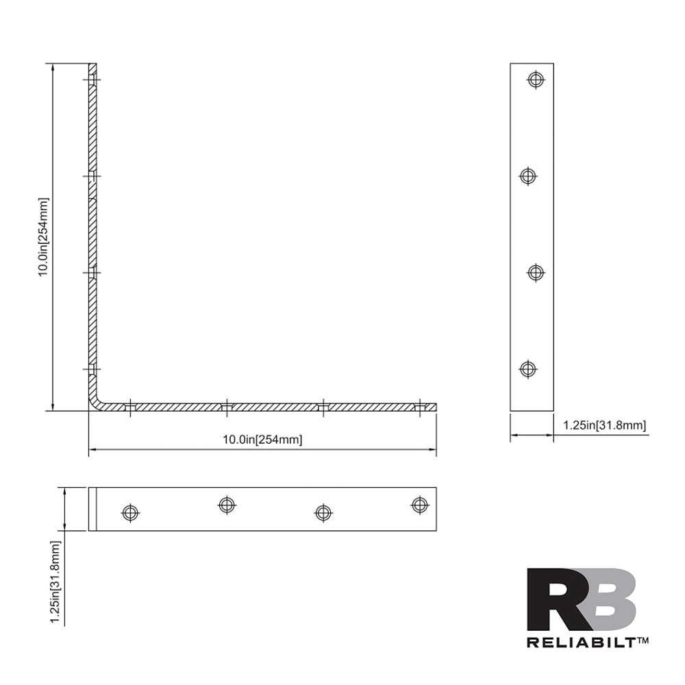 slide 4 of 4, RELIABILT 10-in x 1.25-in x 10-in Zinc-plated Steel Corner brace, 1 ct
