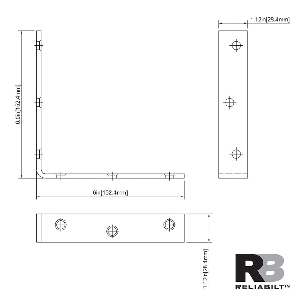 slide 4 of 4, RELIABILT 6-in x 1.125-in x 6-in Zinc-plated Steel Corner brace, 1 ct