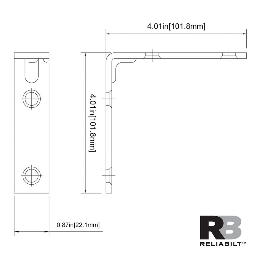 slide 5 of 5, RELIABILT 4-in x 0.875-in x 4-in Galvanized Steel Corner brace 4 -Pack, 1 ct