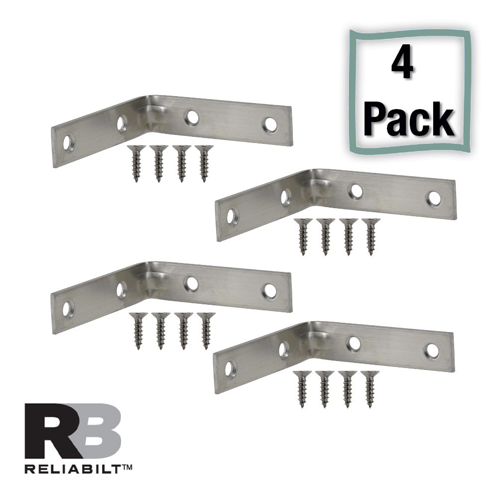 slide 1 of 5, RELIABILT 4-in x 0.875-in x 4-in Stainless steel Steel Corner brace 4 -Pack, 1 ct