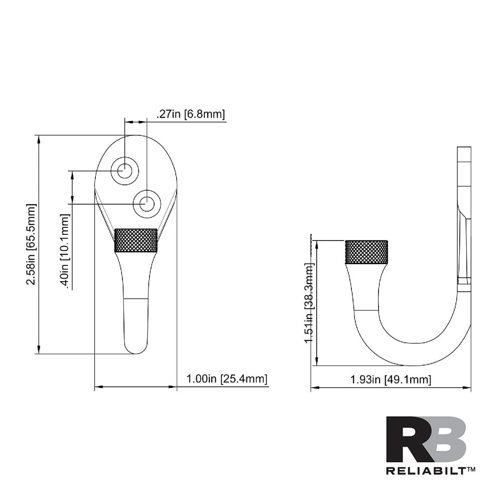 slide 6 of 6, RELIABILT 2 -Pack 1 -Hook 0.73-in x 1.47-in H Satin Nickel Decorative Wall Hook ( 30-lb Capacity), 1 ct