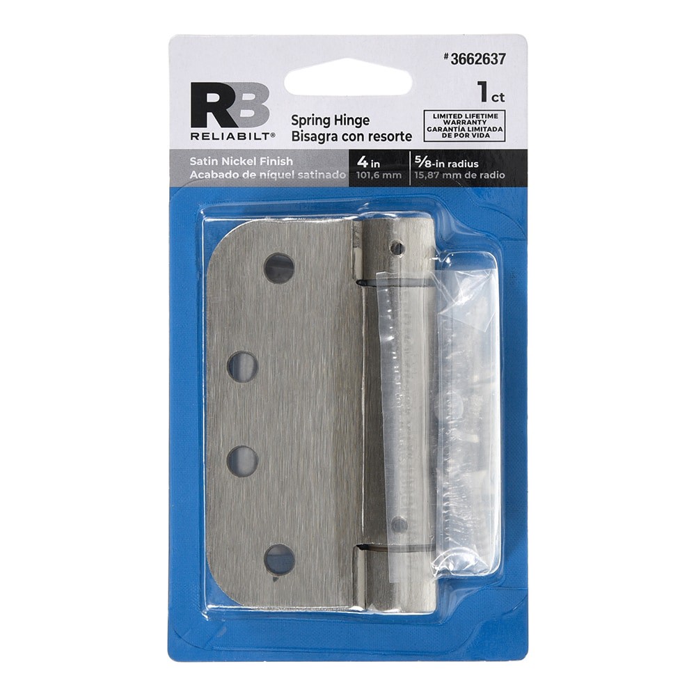 slide 4 of 6, RELIABILT 4-in H x 5/8-in Radius Satin Nickel Spring Interior Door Hinge, 1 ct