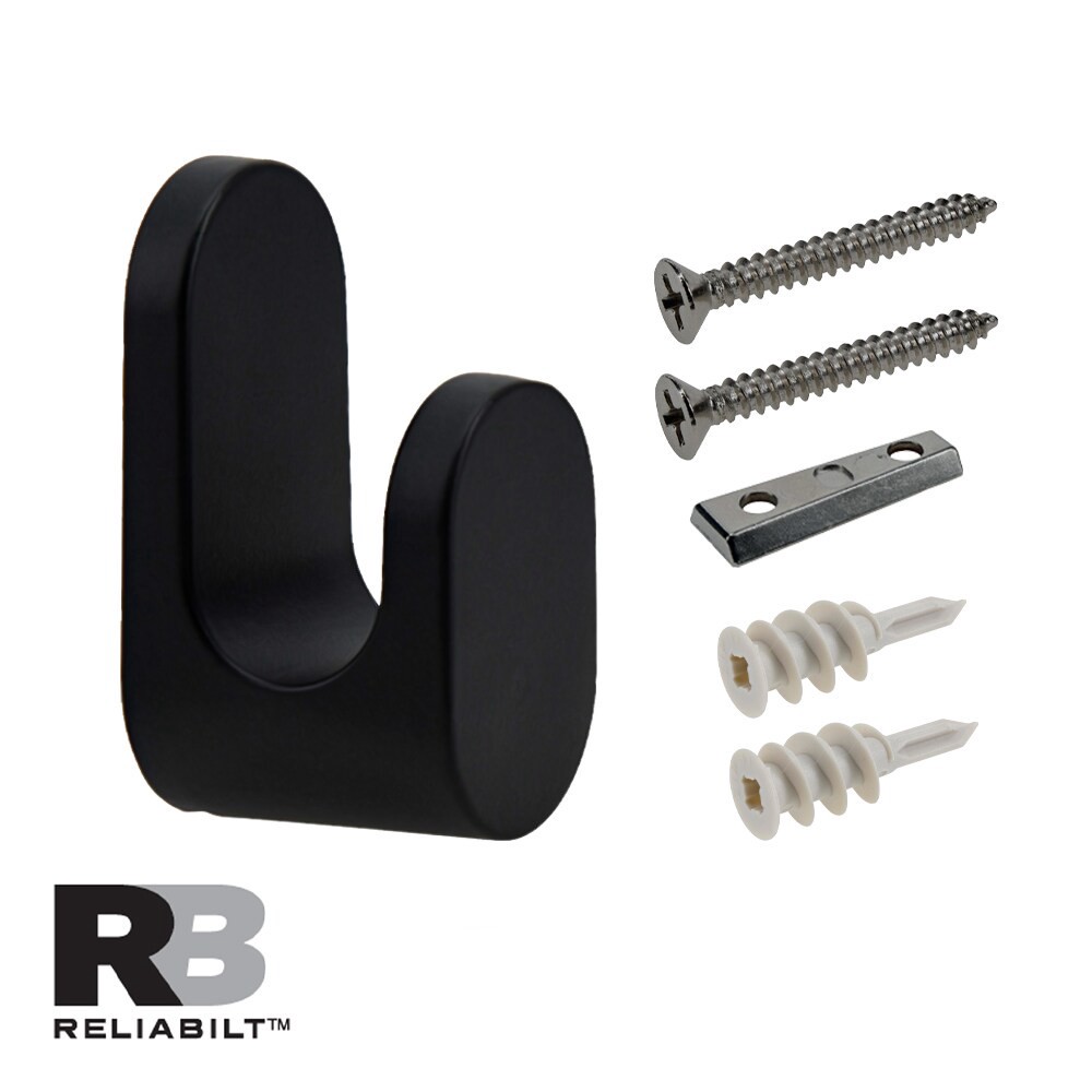 slide 2 of 6, RELIABILT 1 -Hook 1.5-in x 3.13-in H Black Decorative Wall Hook ( 30-lb Capacity), 1 ct