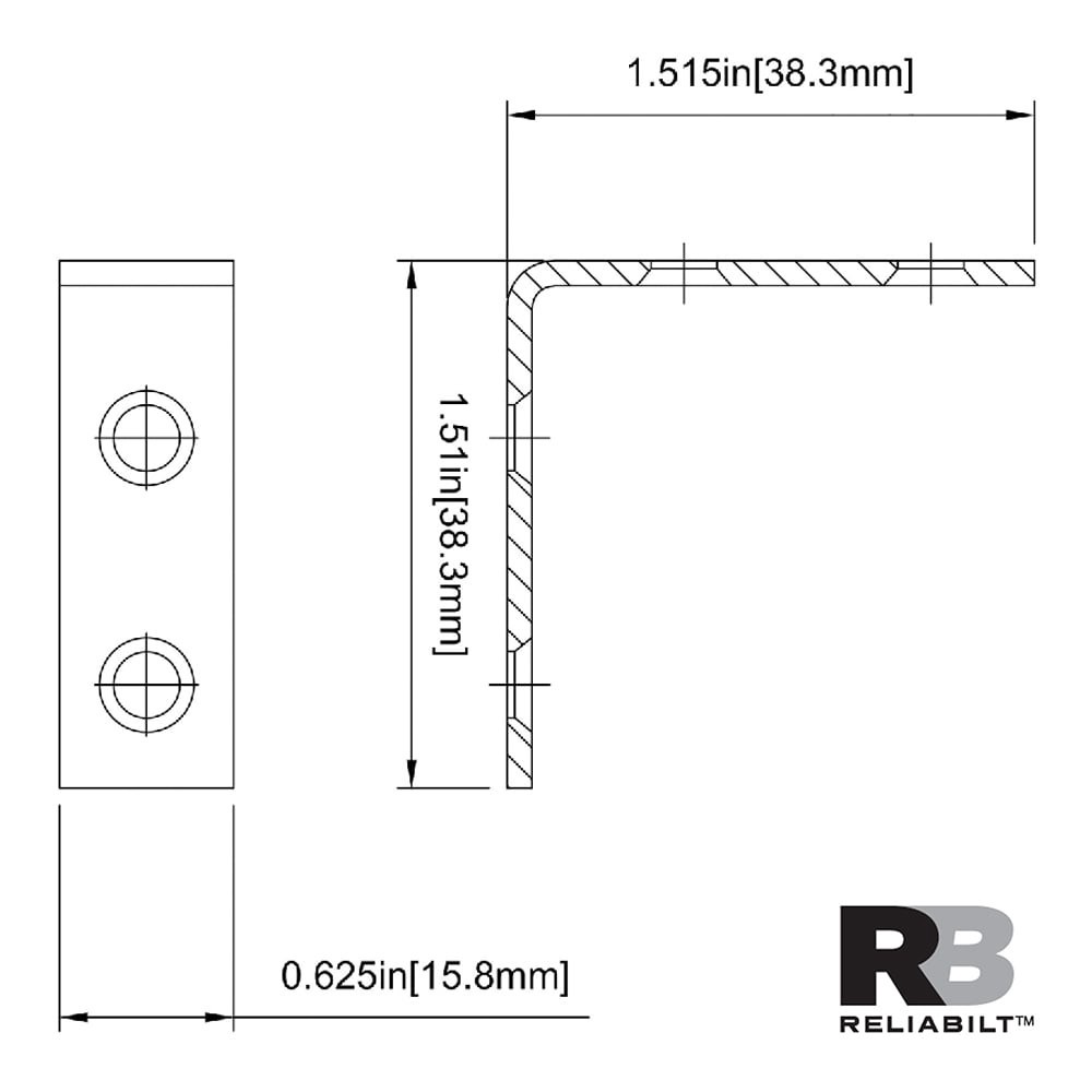 slide 6 of 6, RELIABILT 1.5-in x 0.5-in x 1.5-in 1.8 -Gauge Galvanized Steel Corner brace 2 -Pack, 1 ct