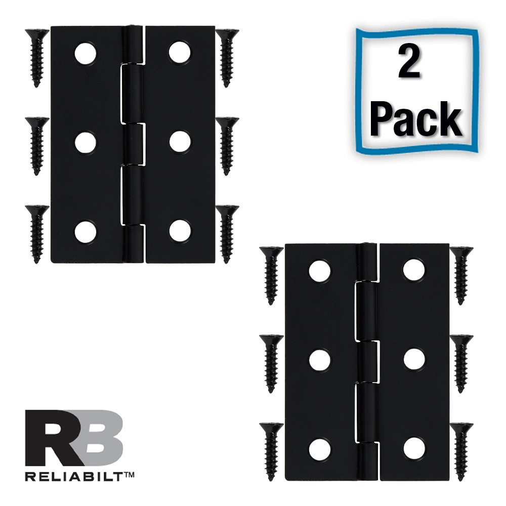 slide 2 of 5, RELIABILT 180-Degree Narrow Surface Black Cabinet Hinge, 1 Pair(s) 2 -Pieces, 1 ct