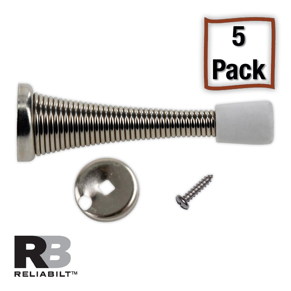 slide 1 of 6, RELIABILT 3-in Satin nickel Spring Door Stop 5 -Pack, 1 ct