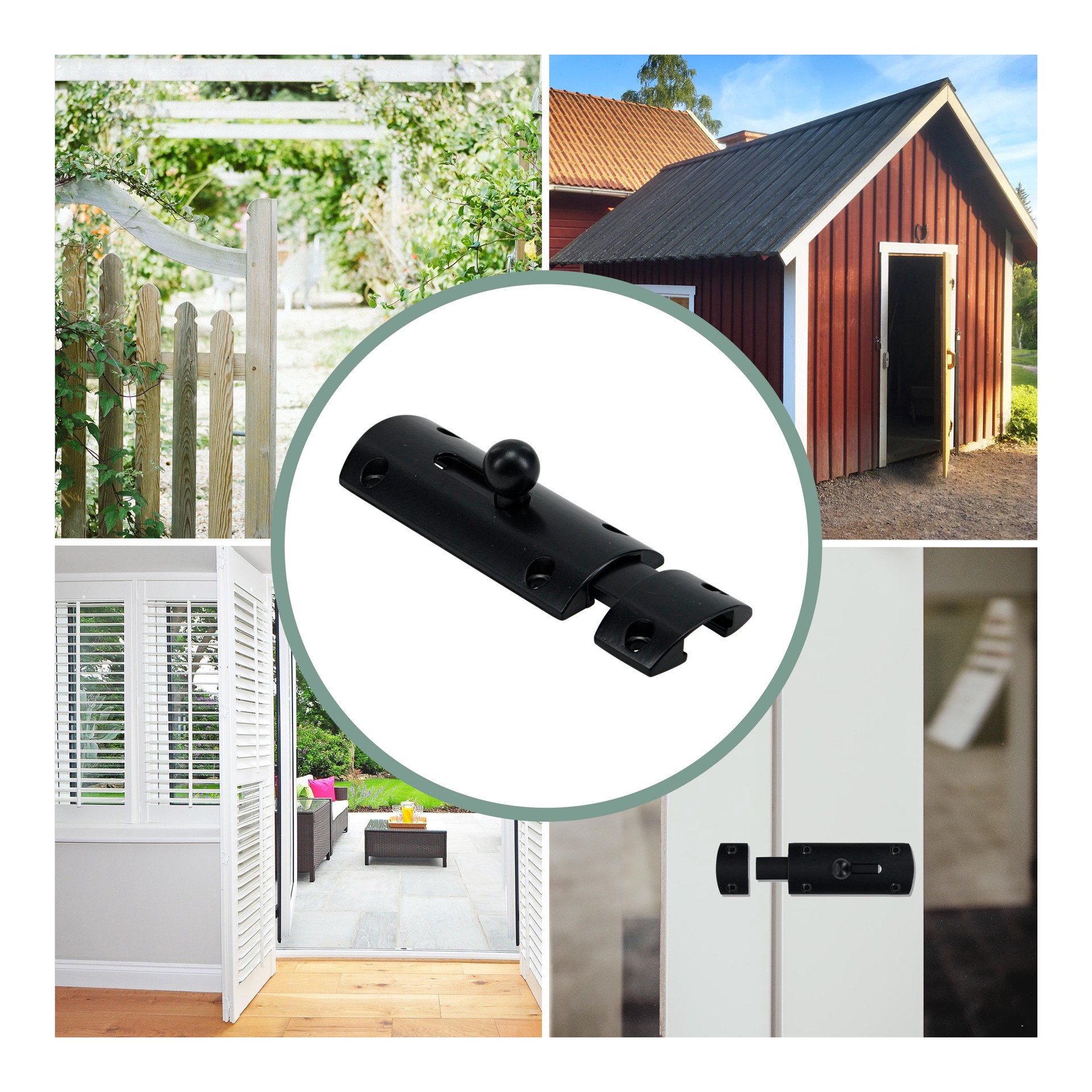 slide 5 of 6, RELIABILT 4-in Black Steel Barrel Bolt, 1 ct