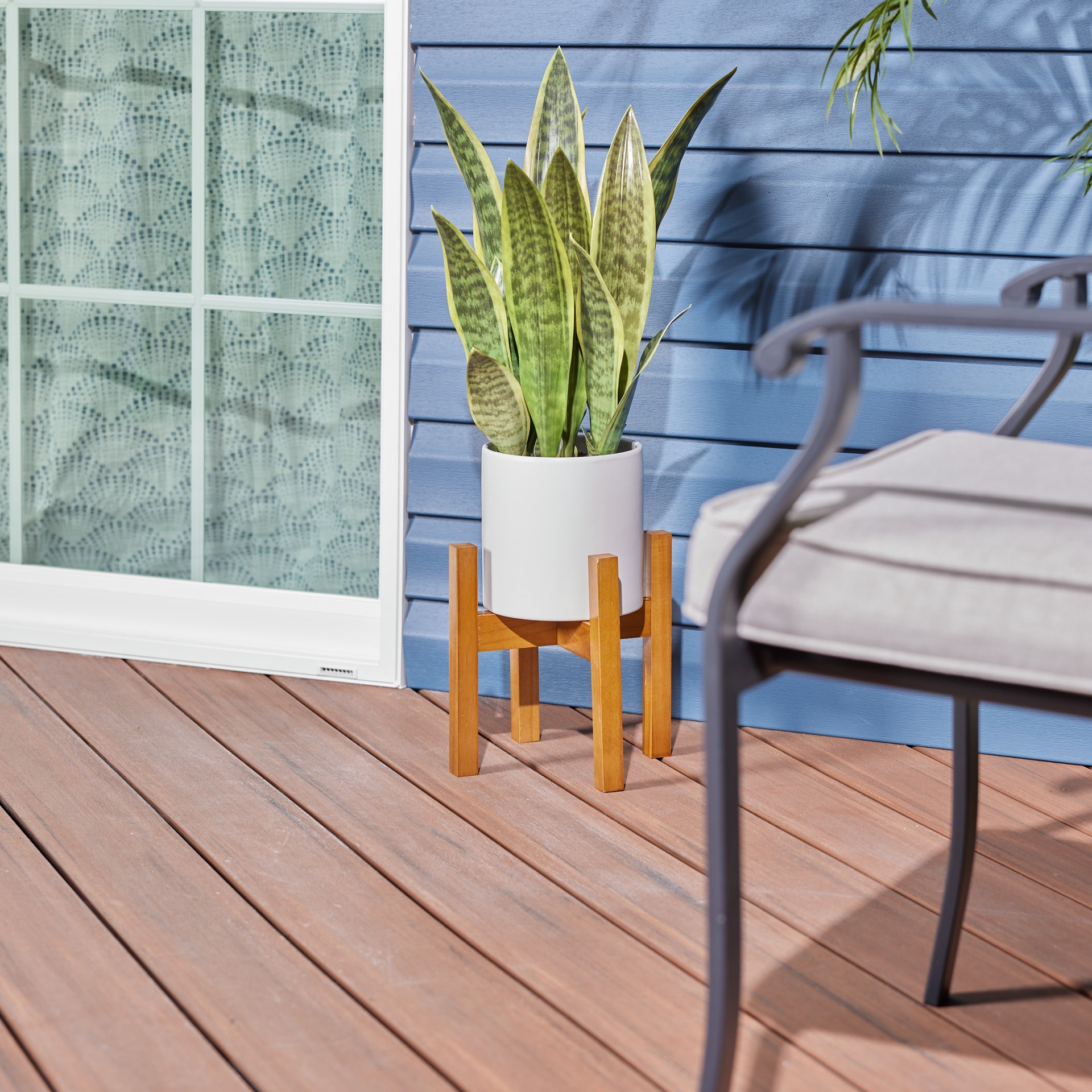 slide 3 of 6, Style Selections Contemporary 10-in H x 10.24-in W Walnut Indoor/Outdoor Square Wood Plant Stand, 1 ct