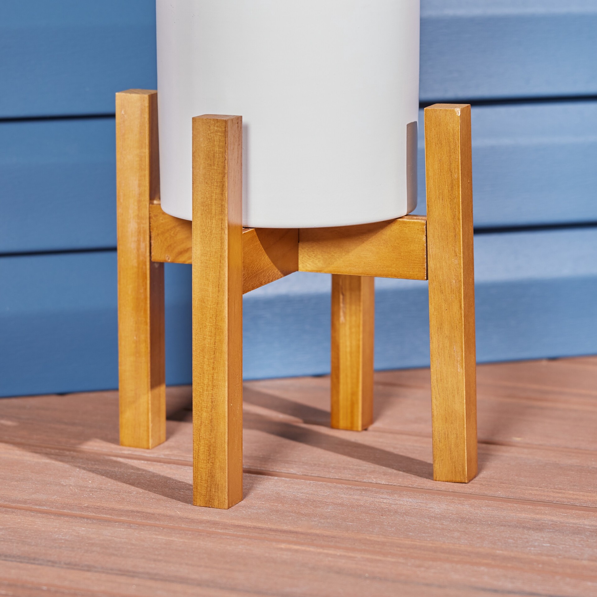 slide 4 of 6, Style Selections Contemporary 10-in H x 10.24-in W Walnut Indoor/Outdoor Square Wood Plant Stand, 1 ct