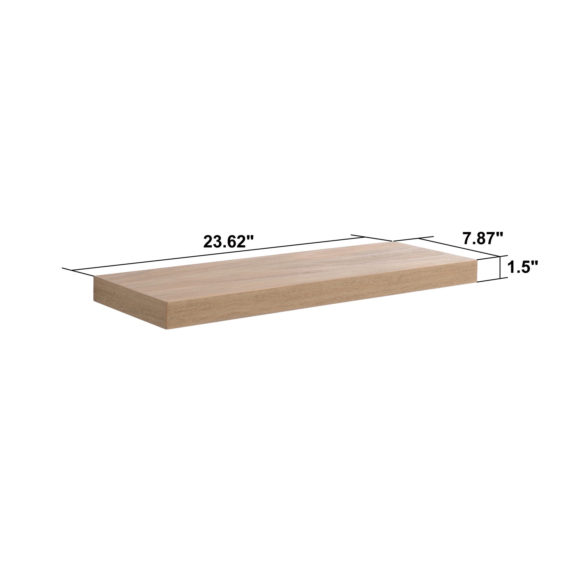 slide 5 of 5, Origin 21 23.62-in L x 7.87-in D x 1.5-in H Driftwood Rectangular Floating Shelf, 1 ct