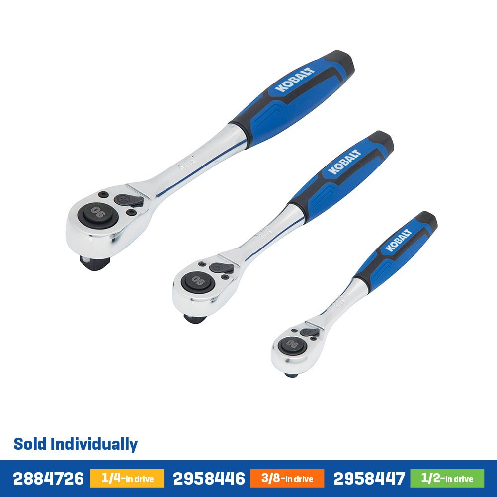 slide 6 of 6, Kobalt 90 -Tooth 1/2-in Drive Comfort grip Handle Ratchet, 1 ct