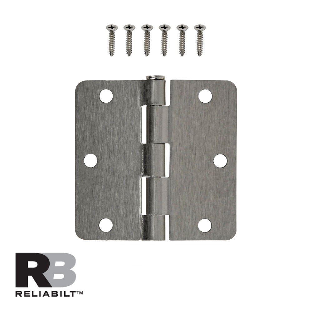 slide 2 of 6, RELIABILT 3-1/2-in H x 1/4-in Radius Satin Nickel Mortise Interior Door Hinge, 1 ct