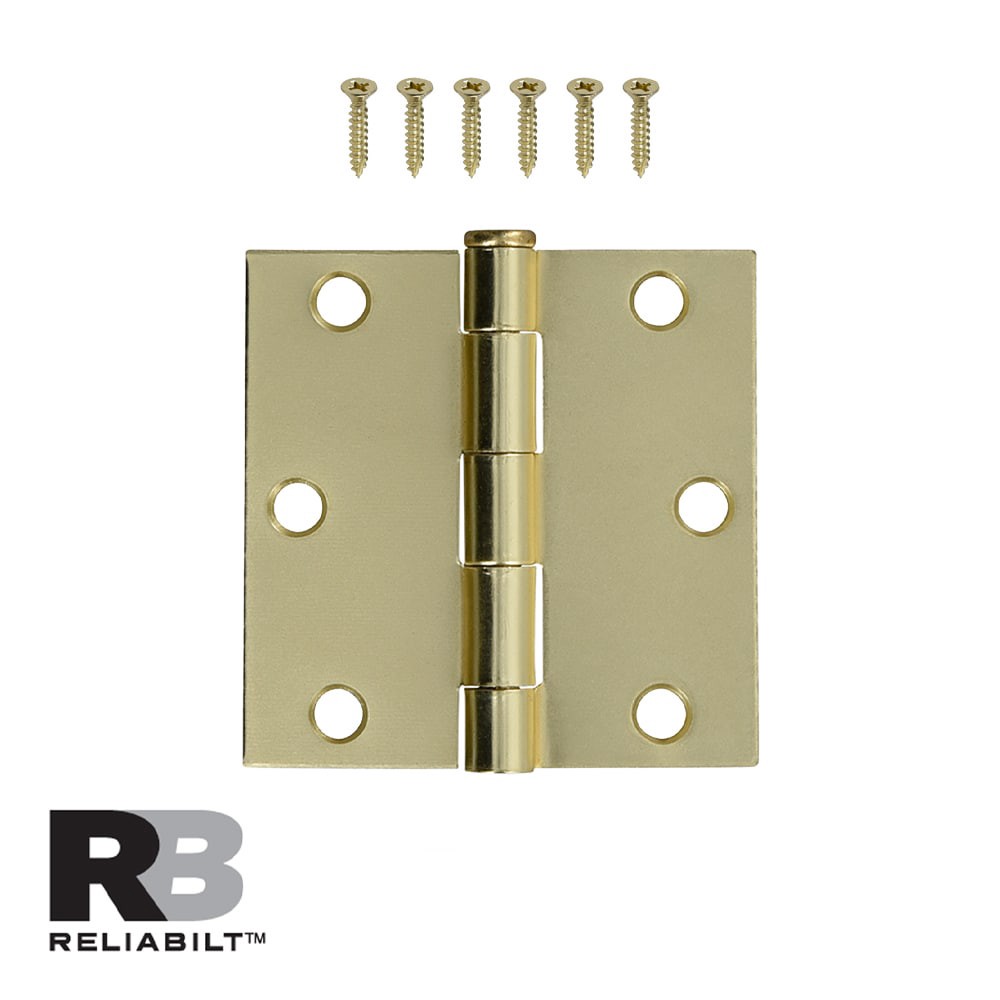 slide 2 of 6, RELIABILT 3-in H Square Satin Brass Mortise Interior Door Hinge, 1 ct