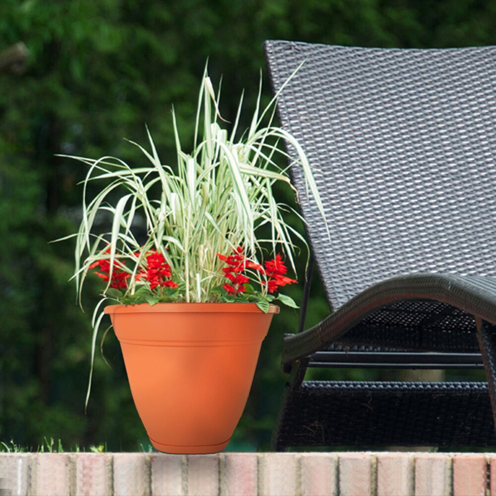 slide 2 of 6, Style Selections Round 20.0-in W x 16.75-in H x 20-in D Orange Plastic Indoor/Outdoor Planter, 1 ct