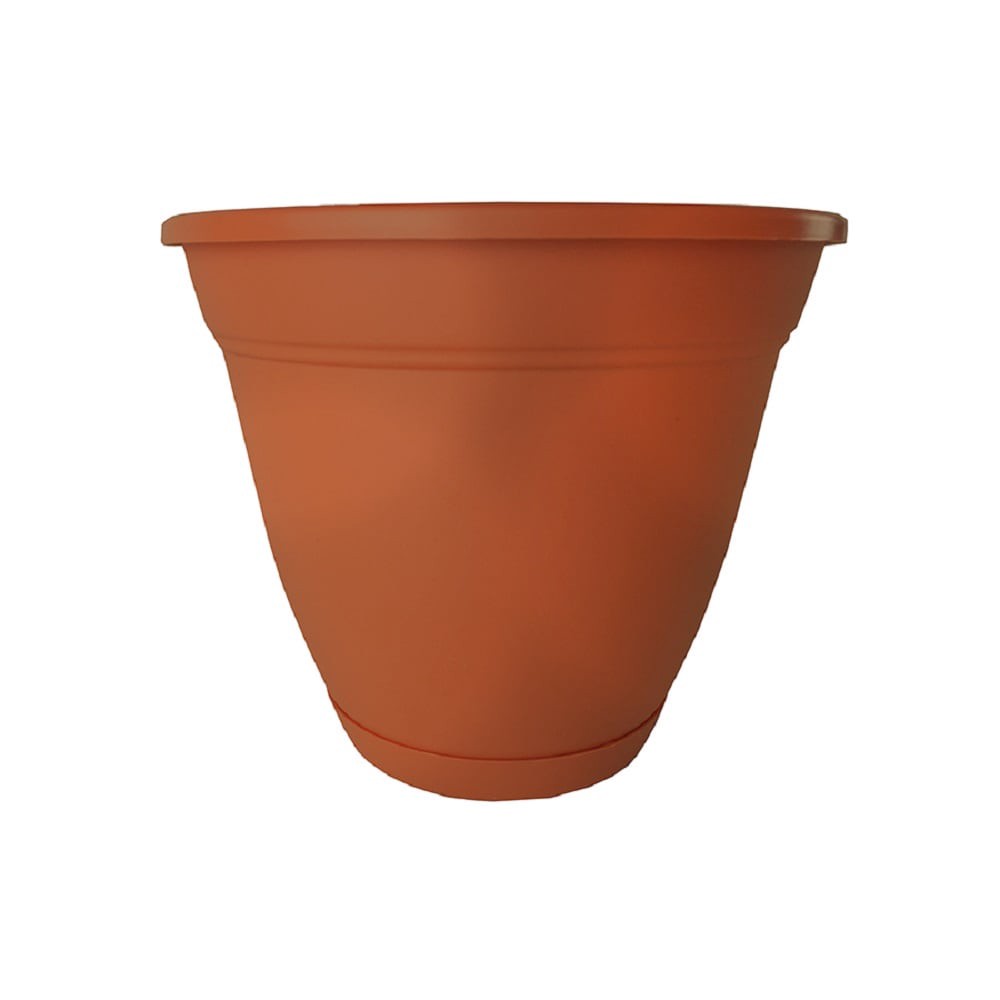 slide 1 of 6, Style Selections Round 20.0-in W x 16.75-in H x 20-in D Orange Plastic Indoor/Outdoor Planter, 1 ct