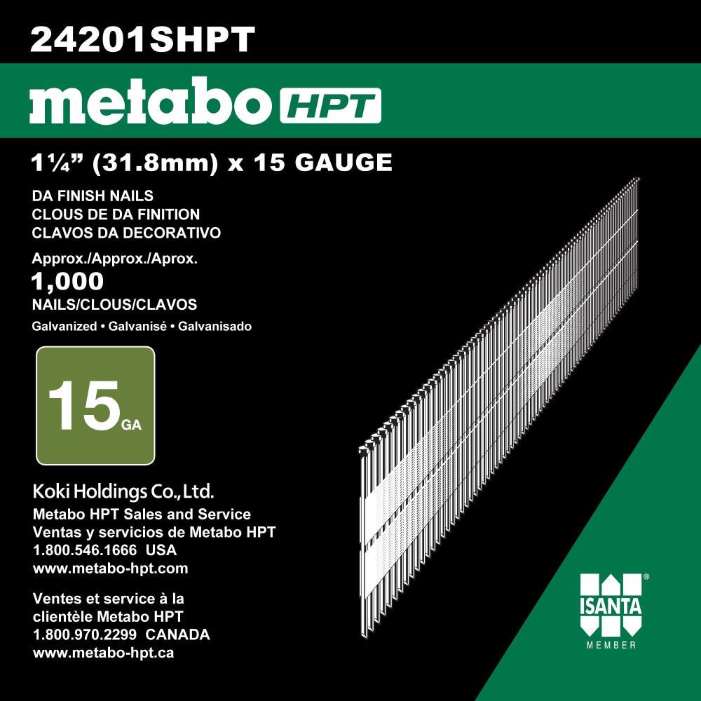slide 3 of 6, Metabo HPT 1-1/4-in 15 -Gauge Angled Electro-galvanized Collated Finish nails 1000 -Per Box, 1 ct