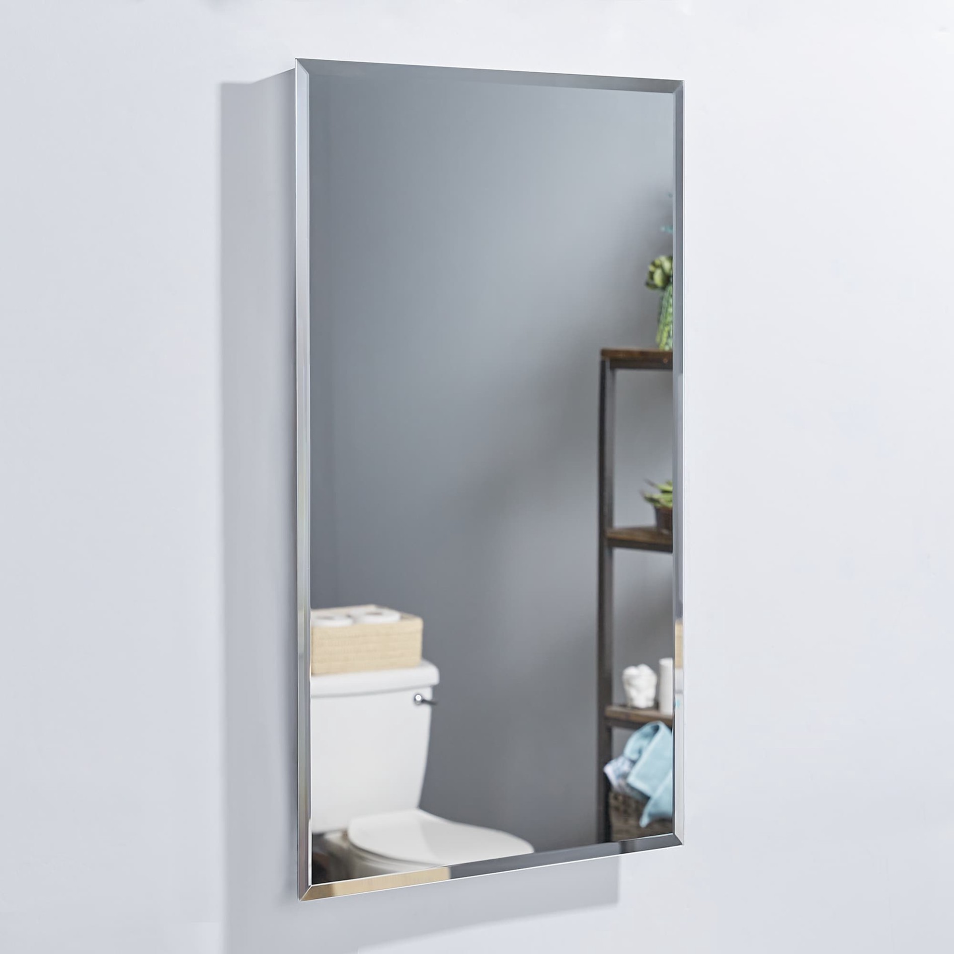 slide 2 of 6, Project Source 16-in x 26-in Surface/Recessed Mount Frameless Mirrored Rectangle Medicine Cabinet, 1 ct