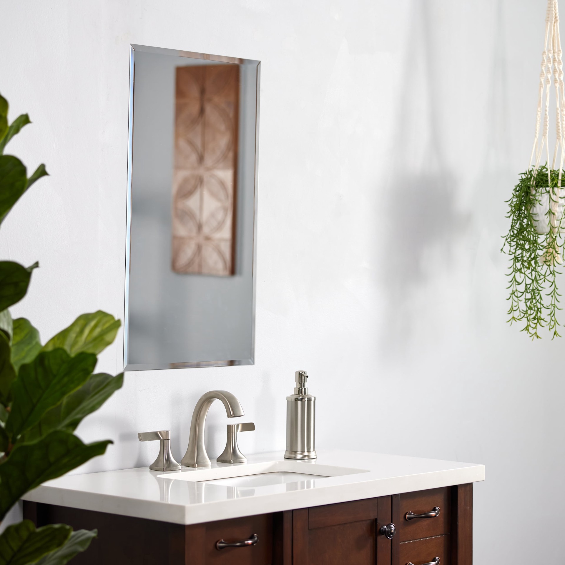 slide 4 of 6, Project Source 16-in x 26-in Surface/Recessed Mount Frameless Mirrored Rectangle Medicine Cabinet, 1 ct