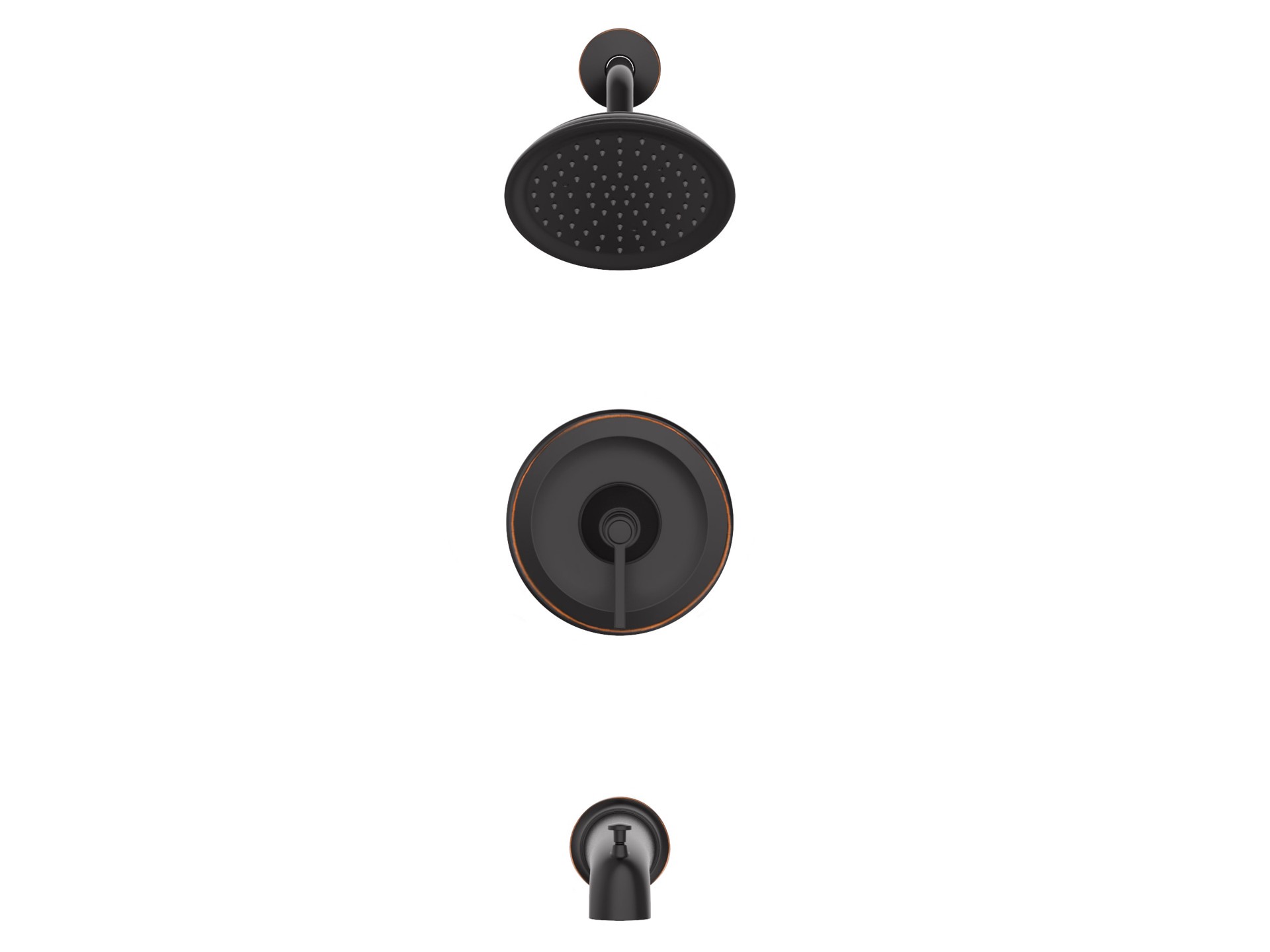 slide 5 of 6, allen + roth Townley Oil rubbed bronze 1-handle 6.0-in Round Bathtub and shower Faucet with Valve (Single Function), 1 ct