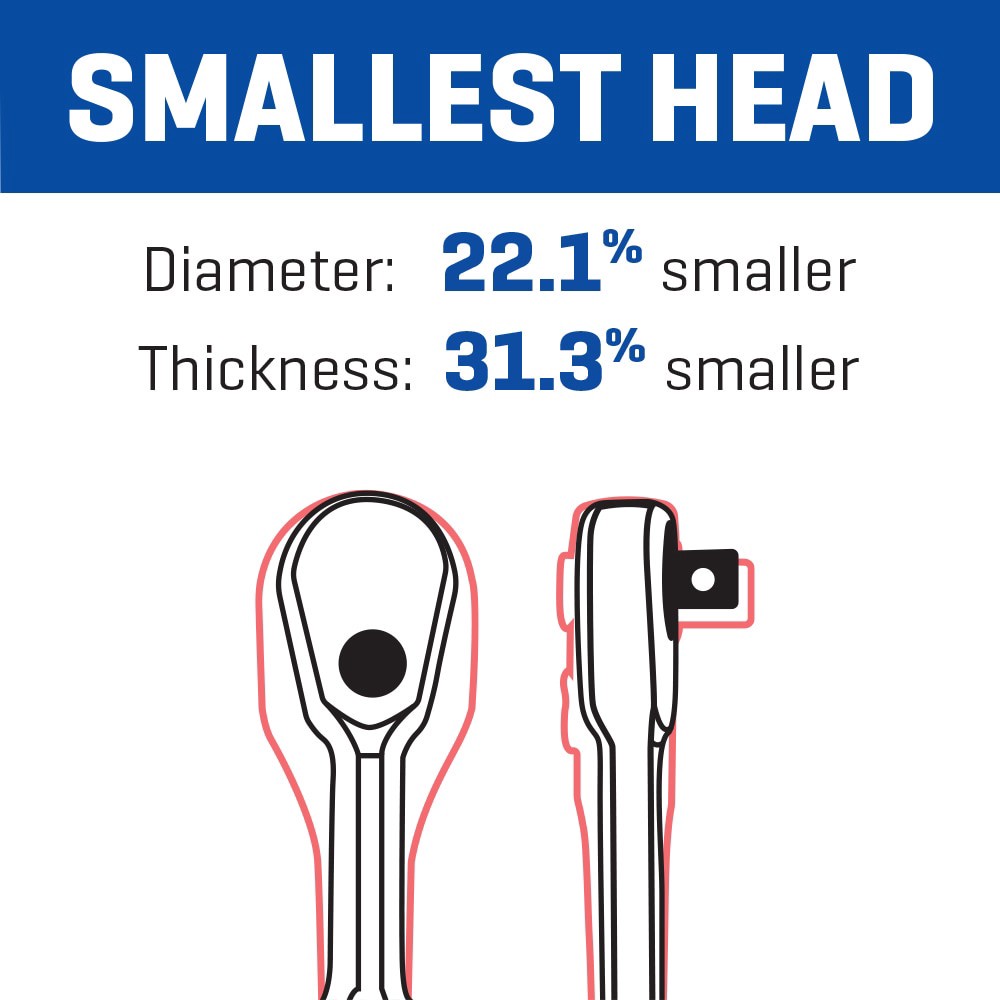 slide 5 of 6, Kobalt 90 -Tooth 3/8-in Drive Full polish Handle Ratchet, 1 ct