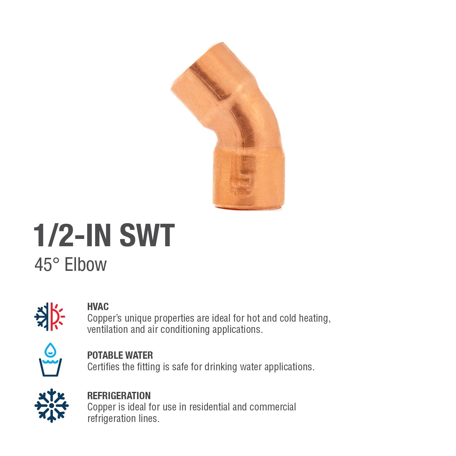 slide 4 of 6, Streamline 1/2-in 45-Degree Copper Elbow, 1 ct