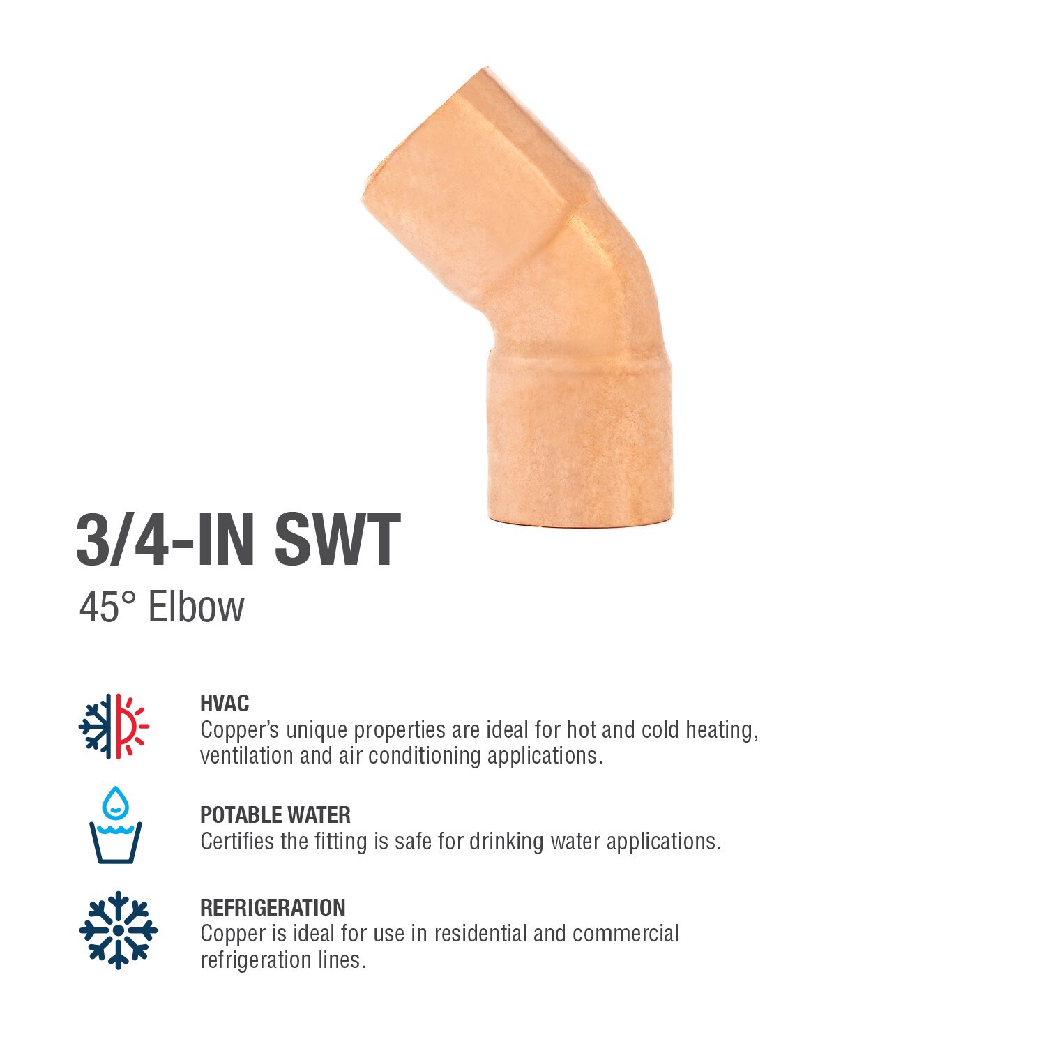 slide 4 of 6, Streamline 3/4-in 45-Degree Copper Elbow, 1 ct