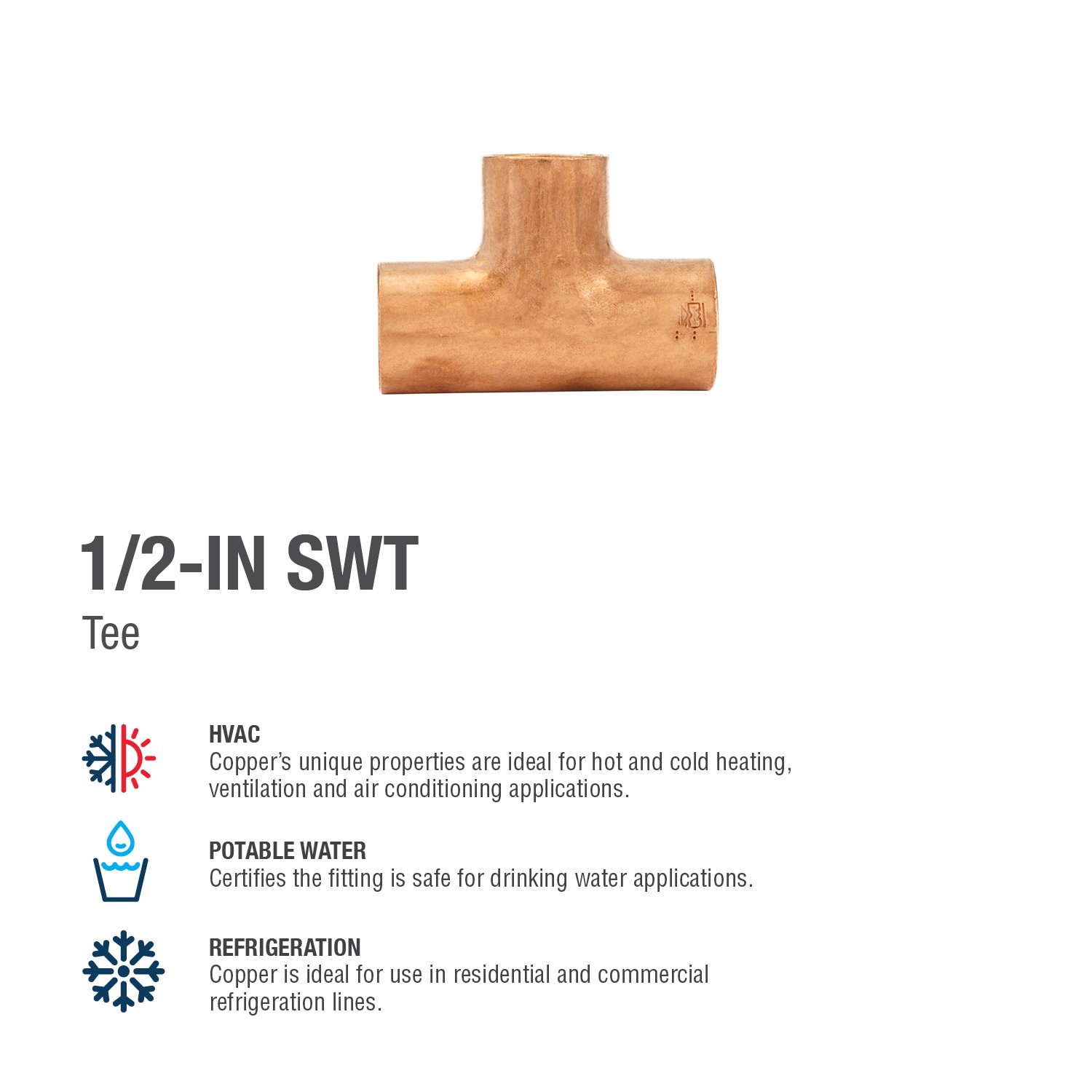 slide 4 of 6, Streamline 1/2-in SWT Copper Tee, 1 ct