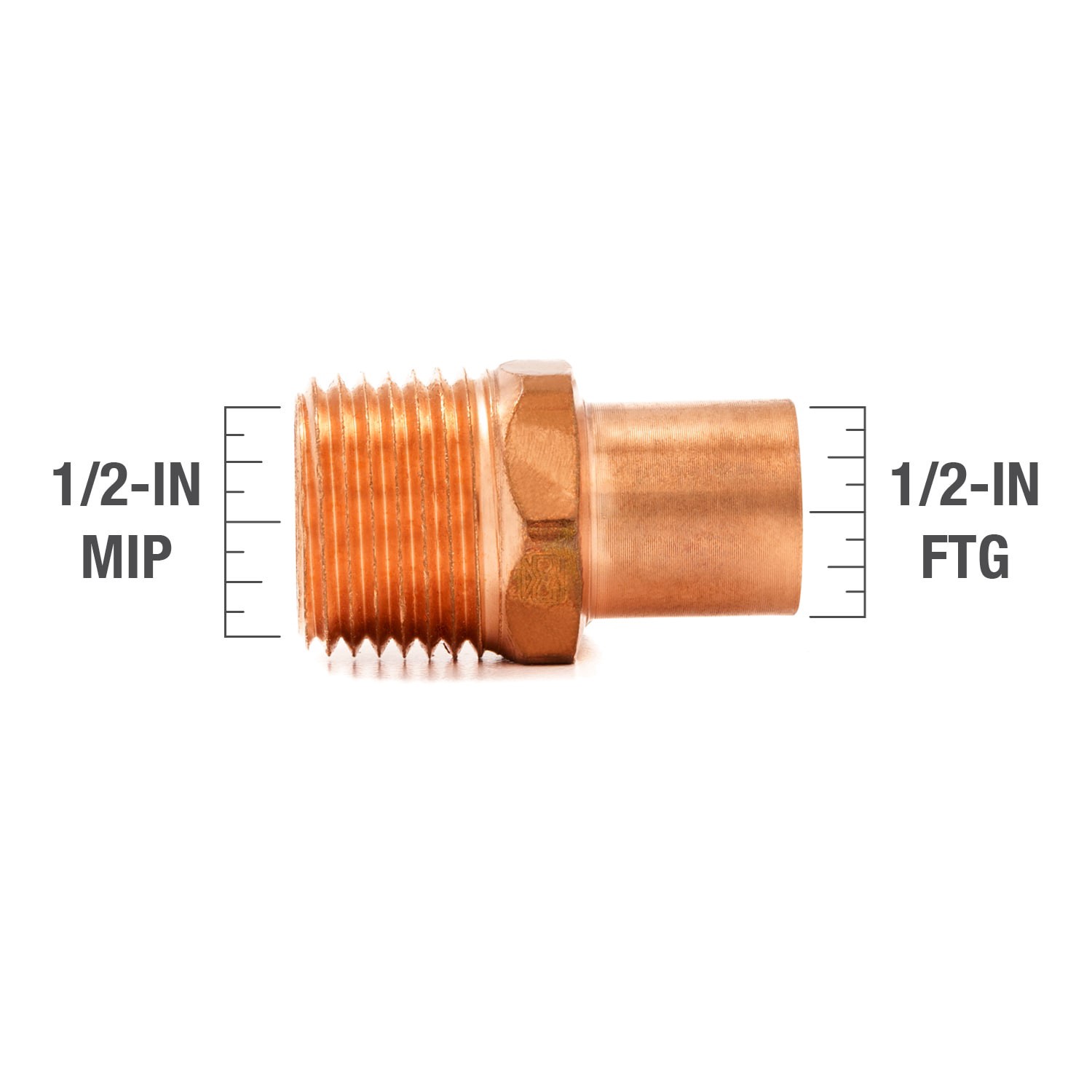slide 3 of 6, Streamline 1/2-in FTG x 1/2-in MIP Copper Male Fitting Adapter, 1 ct