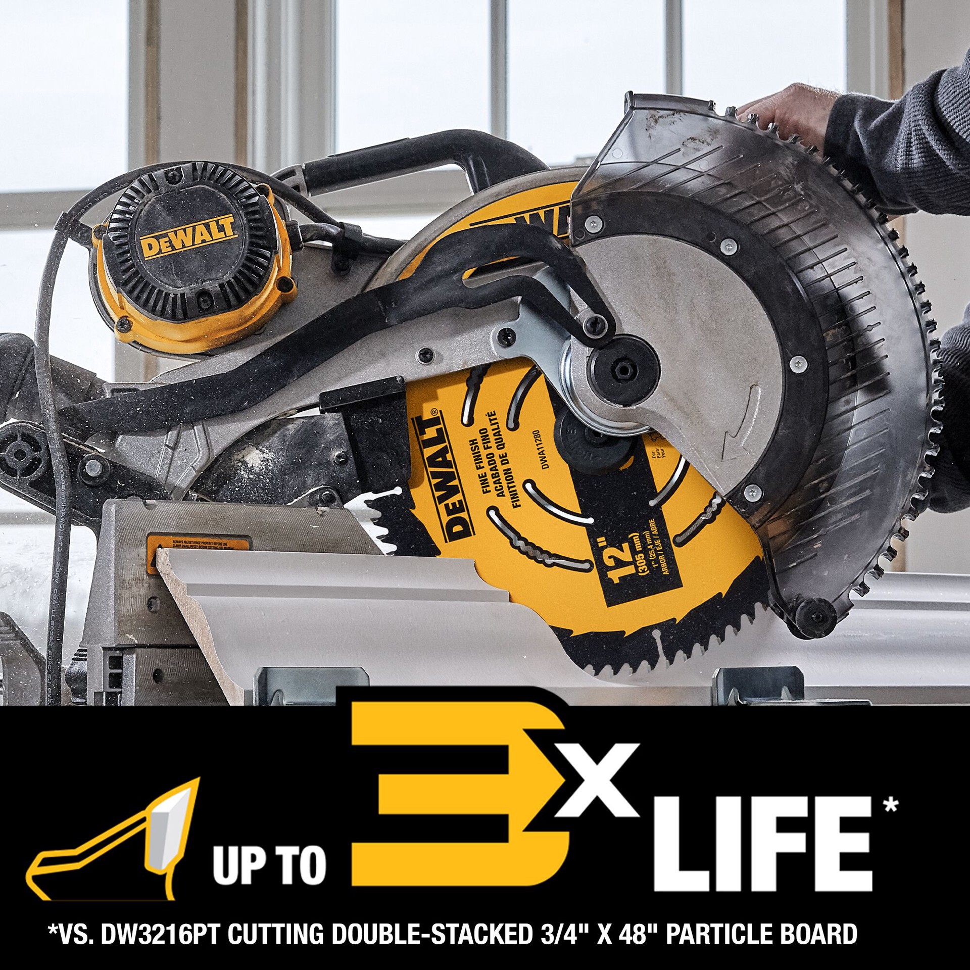 slide 4 of 6, DEWALT Large Diameter Saw Blades 12-in 60 -Tooth Fine Finish Tungsten carbide-tipped steel Miter saw blade Individual, 1 ct