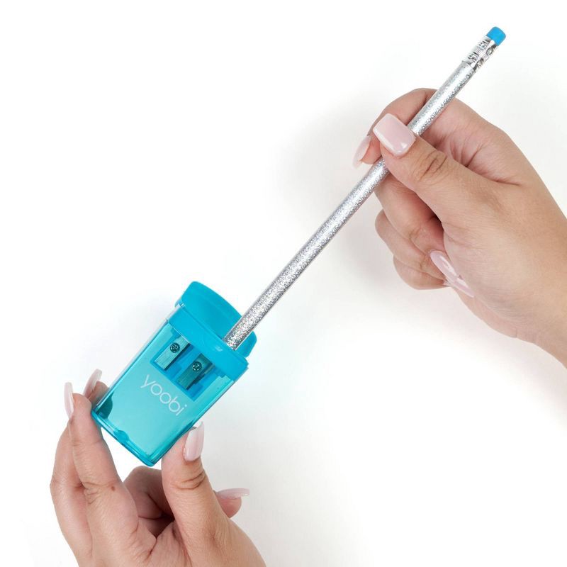 slide 2 of 5, Two Hole Pencil Sharpener Aqua - Yoobi™, 1 ct